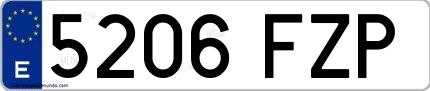 Ejemplo de matrícula de coche ordinaria 5206 FZP