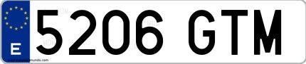 Ejemplo de matrícula española 5206 GTM