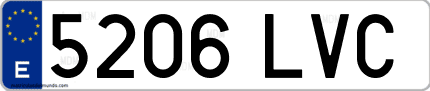 Ejemplo de matrícula de coche ordinaria 5206 LVC