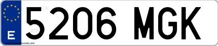 Ejemplo de matrícula española 5206 MGK
