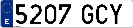 Ejemplo de matrícula de coche ordinaria 5207 GCY