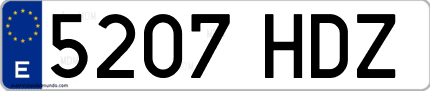 Ejemplo de matrícula de coche ordinaria 5207 HDZ