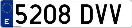 Ejemplo de matrícula española 5208 DVV