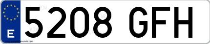 Ejemplo de matrícula española 5208 GFH