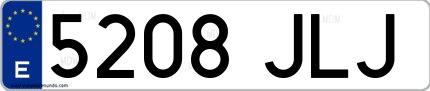 Ejemplo de matrícula española 5208 JLJ