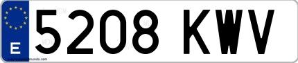 Ejemplo de matrícula española 5208 KWV
