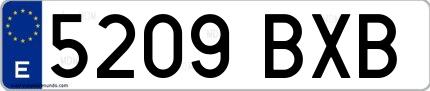 Ejemplo de matrícula española 5209 BXB