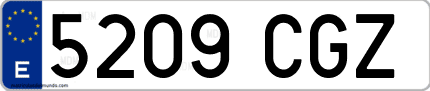 Ejemplo de matrícula de coche ordinaria 5209 CGZ