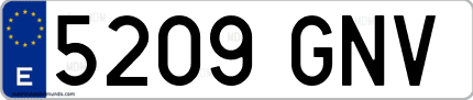 Ejemplo de matrícula de coche ordinaria 5209 GNV