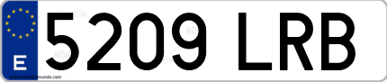 Ejemplo de matrícula de coche ordinaria 5209 LRB