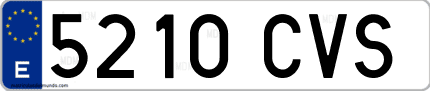 Ejemplo de matrícula de coche ordinaria 5210 CVS