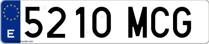 Ejemplo de matrícula de coche ordinaria 5210 MCG