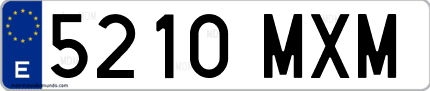 Ejemplo de matrícula de coche ordinaria 5210 MXM