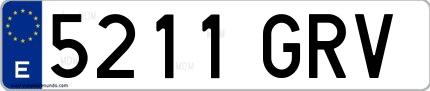 Ejemplo de matrícula española 5211 GRV