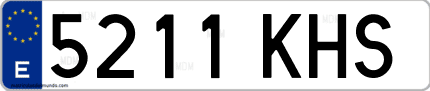 Ejemplo de matrícula de coche ordinaria 5211 KHS