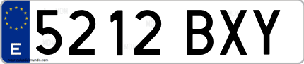 Ejemplo de matrícula de coche ordinaria 5212 BXY