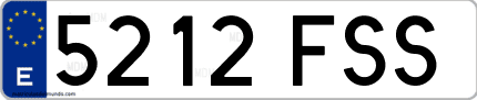 Ejemplo de matrícula de coche ordinaria 5212 FSS