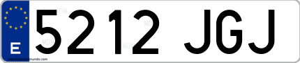 Ejemplo de matrícula de coche ordinaria 5212 JGJ