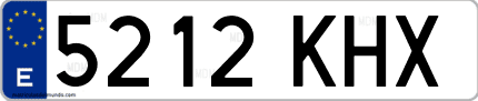 Ejemplo de matrícula de coche ordinaria 5212 KHX