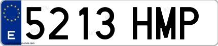 Ejemplo de matrícula española 5213 HMP