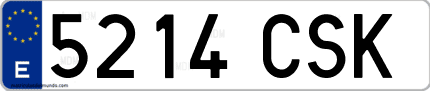 Ejemplo de matrícula de coche ordinaria 5214 CSK