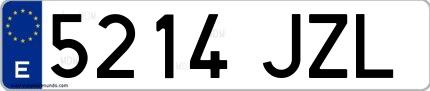 Ejemplo de matrícula española 5214 JZL