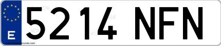 Ejemplo de matrícula española 5214 NFN