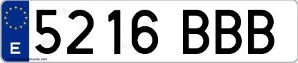 Ejemplo de matrícula de coche ordinaria 5216 BBB