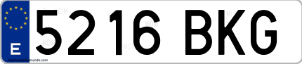 Ejemplo de matrícula de coche ordinaria 5216 BKG
