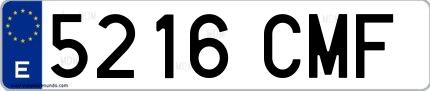 Ejemplo de matrícula española 5216 CMF