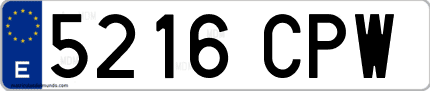 Ejemplo de matrícula de coche ordinaria 5216 CPW