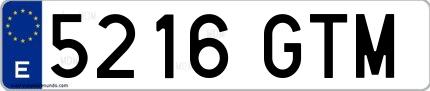 Ejemplo de matrícula de coche ordinaria 5216 GTM