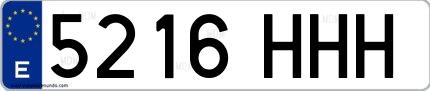Ejemplo de matrícula española 5216 HHH