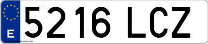 Ejemplo de matrícula de coche ordinaria 5216 LCZ