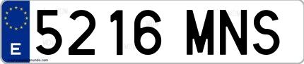 Ejemplo de matrícula española 5216 MNS