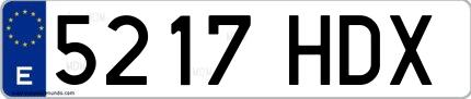 Ejemplo de matrícula española 5217 HDX