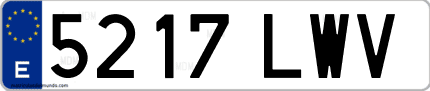 Ejemplo de matrícula de coche ordinaria 5217 LWV