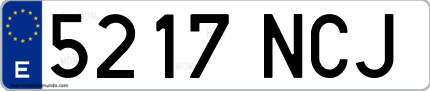 Ejemplo de matrícula de coche ordinaria 5217 NCJ