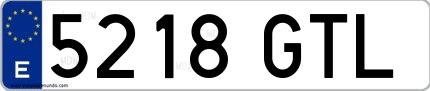 Ejemplo de matrícula española 5218 GTL