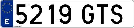 Ejemplo de matrícula española 5219 GTS