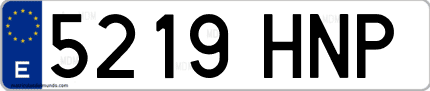 Ejemplo de matrícula de coche ordinaria 5219 HNP
