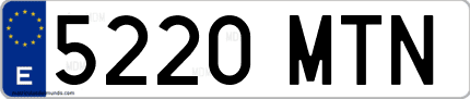 Ejemplo de matrícula de coche ordinaria 5220 MTN