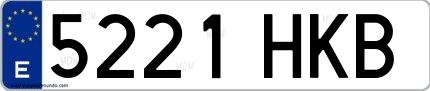 Ejemplo de matrícula española 5221 HKB