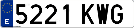 Ejemplo de matrícula de coche ordinaria 5221 KWG