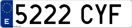 Ejemplo de matrícula de coche ordinaria 5222 CYF