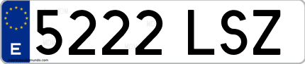 Ejemplo de matrícula de coche ordinaria 5222 LSZ