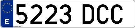 Ejemplo de matrícula española 5223 DCC