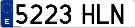Ejemplo de matrícula de coche ordinaria 5223 HLN