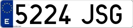 Ejemplo de matrícula española 5224 JSG