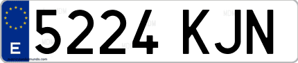 Ejemplo de matrícula de coche ordinaria 5224 KJN